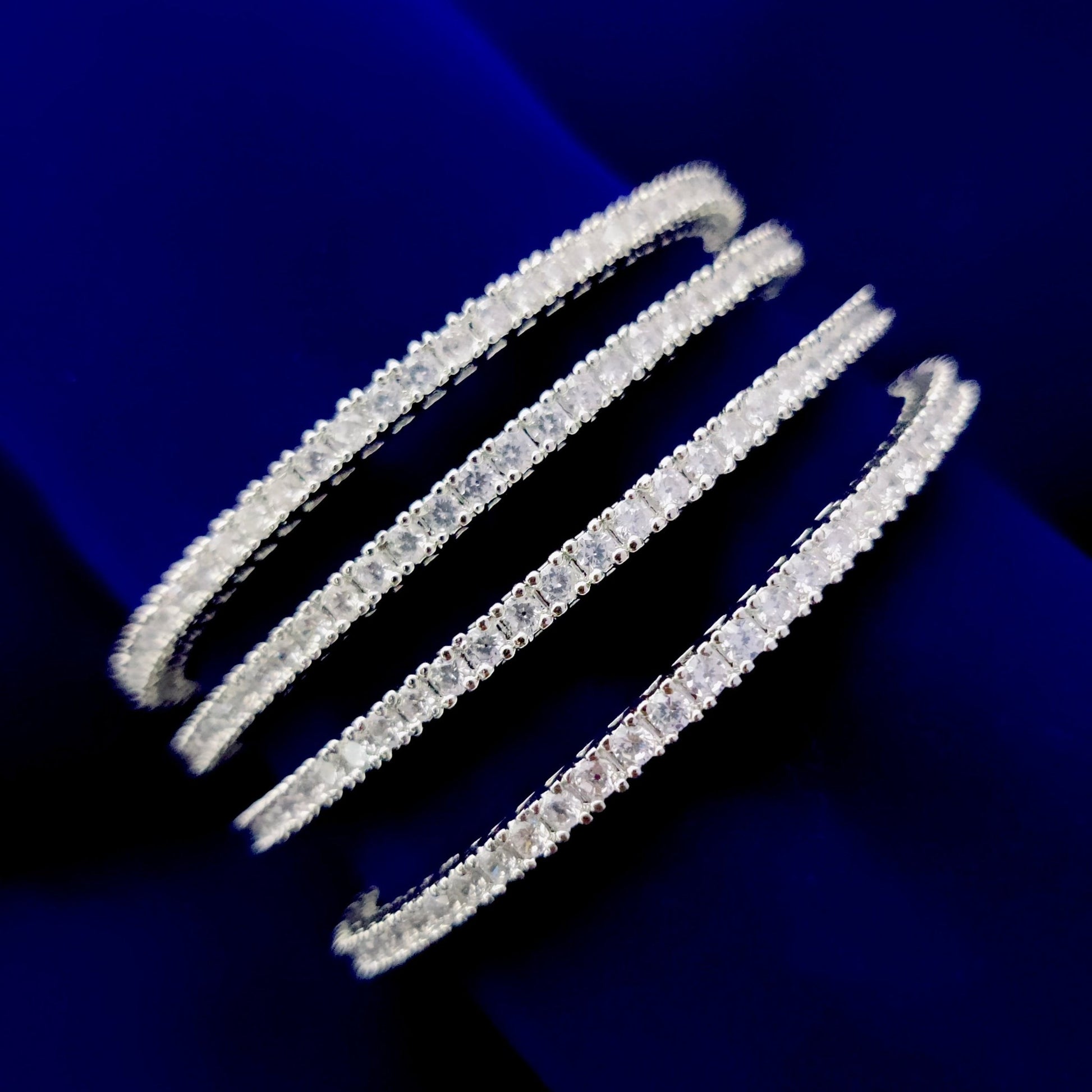 Opal Touch - Timeless White Rhodium Bangles (Pack of 4) - Bangles