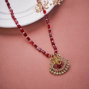Locket Set - Traditional Beaded Temple Locket with Lord Ganesha Pendant - Opal Touch