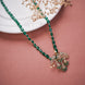 Locket Set - Traditional Emerald Bead Mala with Pigeon Design Mehendi Plated Locket Set - Opal Touch