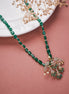 Locket Set - Traditional Emerald Bead Mala with Pigeon Design Mehendi Plated Locket Set - Opal Touch