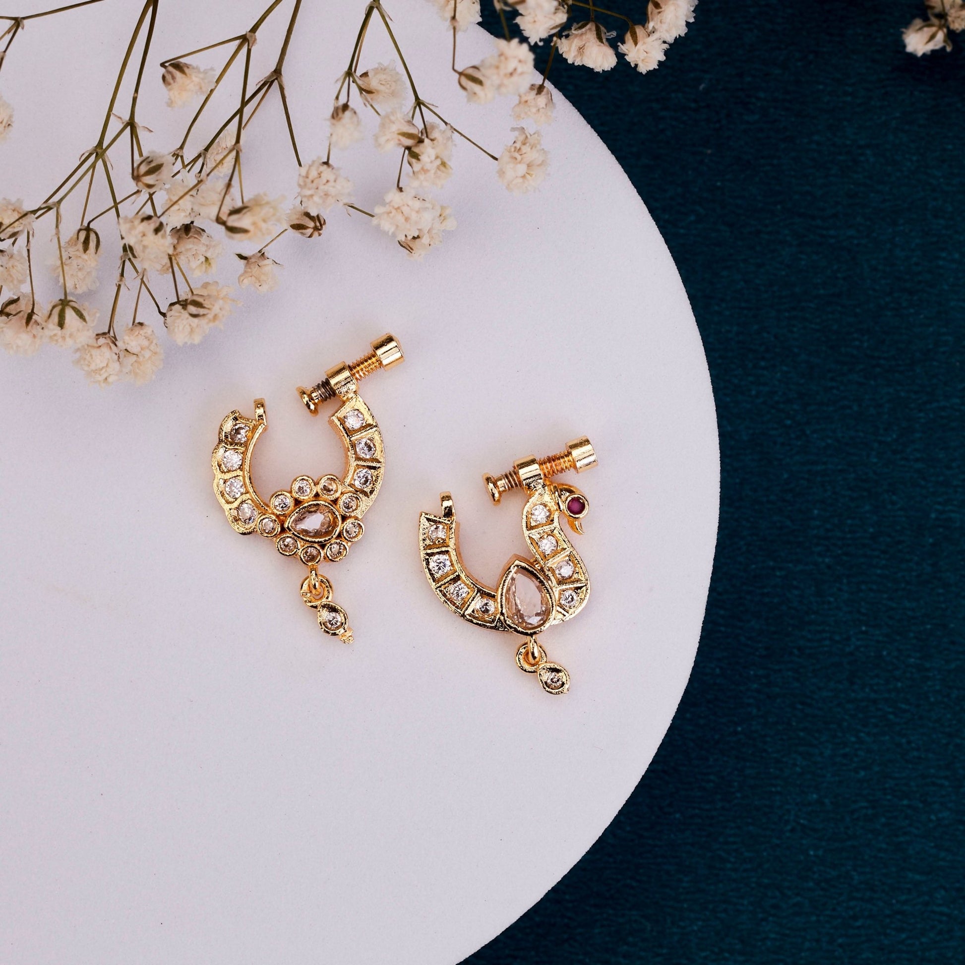 Nose Pin - Traditional Gold Plated Combo Nose Pins - Opal Touch