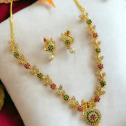 Opal Touch - Traditional Gold Plated Peacock Necklace Set - Necklace