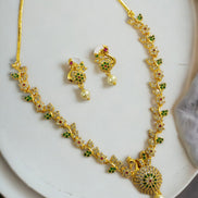 Opal Touch - Traditional Gold Plated Peacock Necklace Set - Necklace