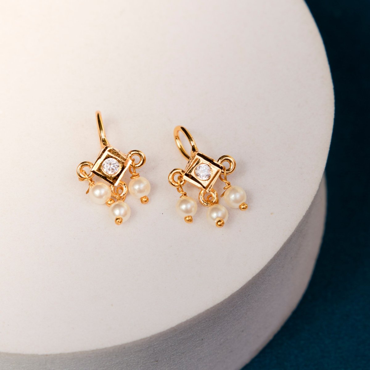 Traditional Gold Plated Pearl Bugadi Earrings - Opal Touch