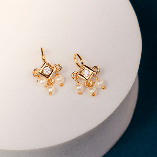 Traditional Gold Plated Pearl Bugadi Earrings - Opal Touch