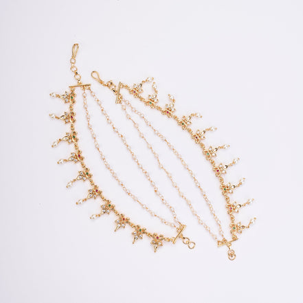 Kaan Chain - Traditional Gold Plated Pearl Hanging Kaan Chain - Opal Touch