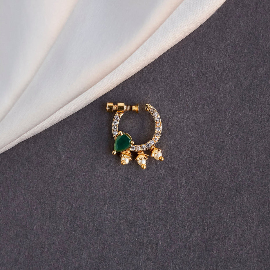 Nose Pin - Traditional Gold Plated Screw Nose Pin - Opal Touch