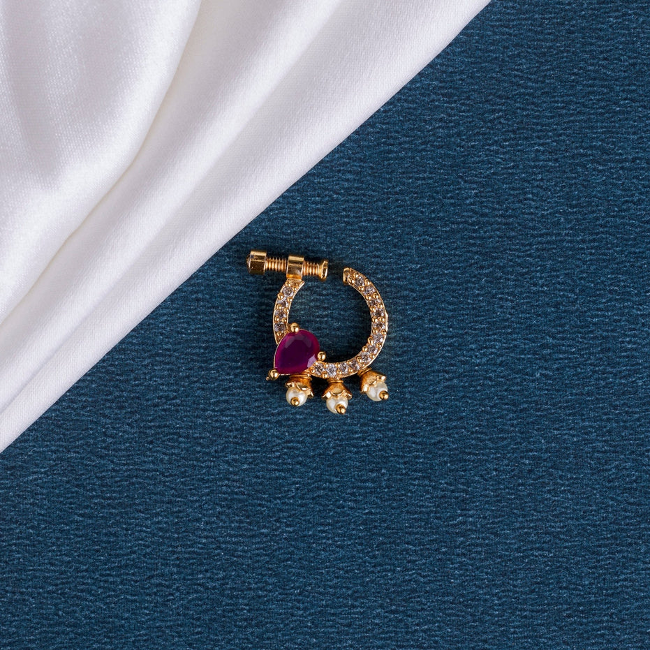 Nose Pin - Traditional Gold Plated Screw Nose Pin - Opal Touch