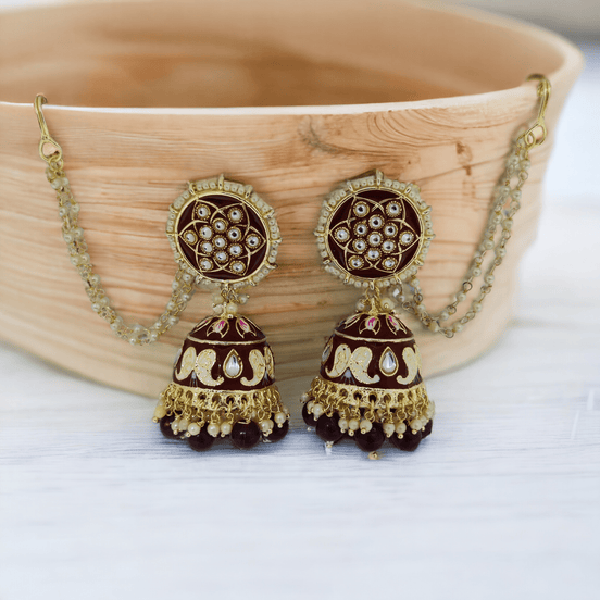 Opal Touch - Traditional Jhumka With Moti Chain - Jhumka