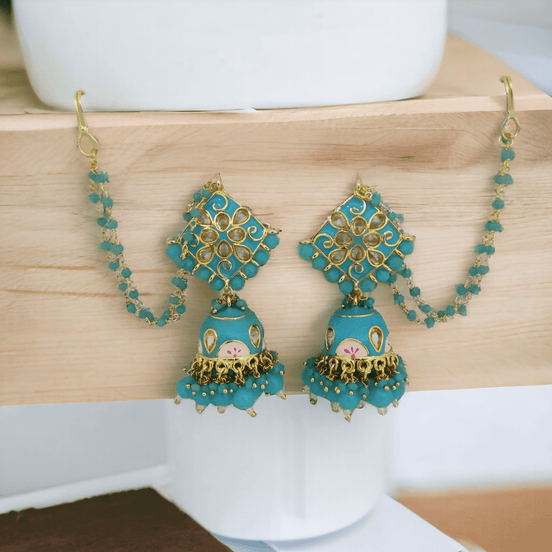Opal Touch - Traditional Jhumka With Moti Chain - Jhumka