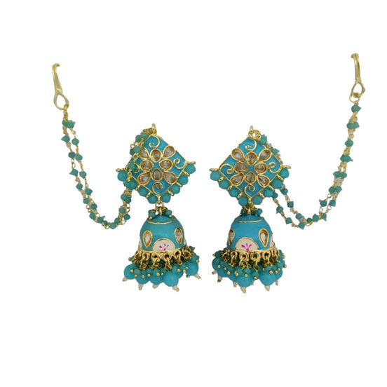 Opal Touch - Traditional Jhumka With Moti Chain - Jhumka