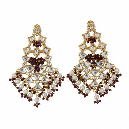 Traditional Kundan Danglers With Moti Earrings - Opal Touch
