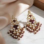 Traditional Kundan Danglers With Moti Earrings - Opal Touch