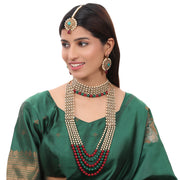 Opal Touch - Traditional Long Moti Mala Bridal Set Combo - Necklace