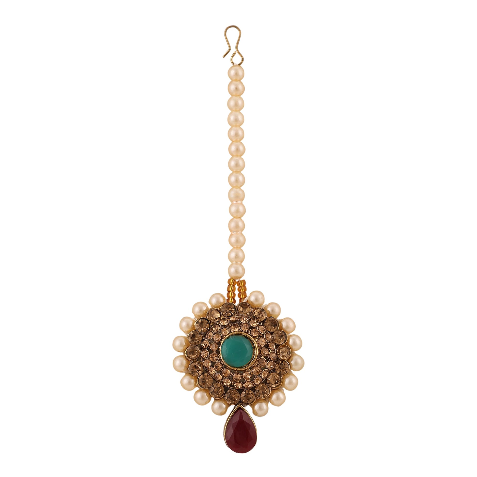 Opal Touch - Traditional Long Moti Mala Bridal Set Combo - Necklace