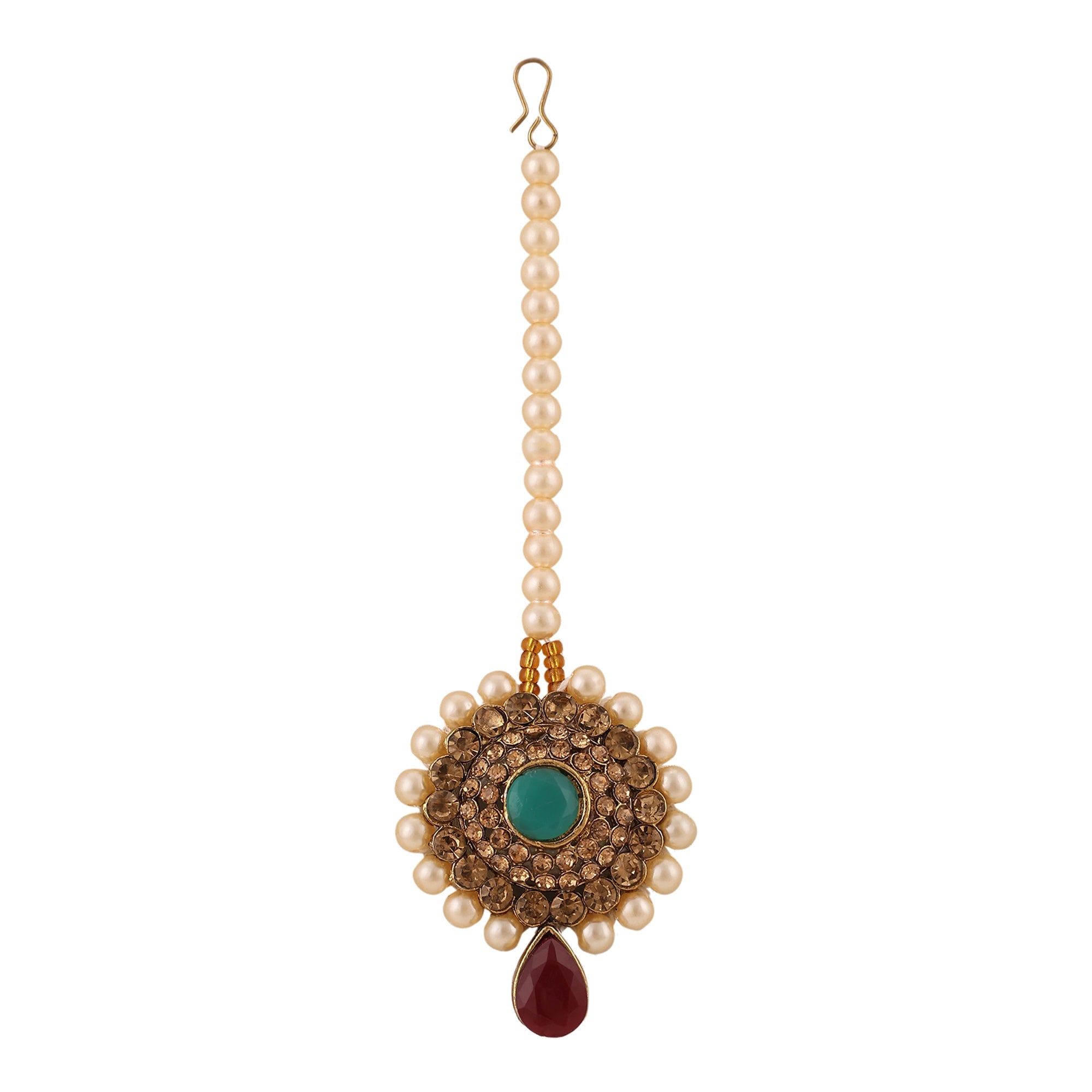 Opal Touch - Traditional Long Moti Mala Bridal Set Combo - Necklace