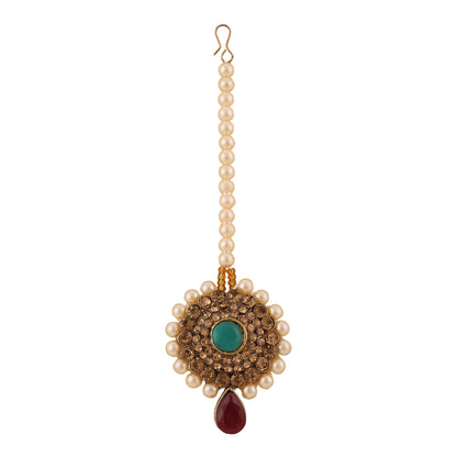 Opal Touch - Traditional Long Moti Mala Bridal Set Combo - Necklace