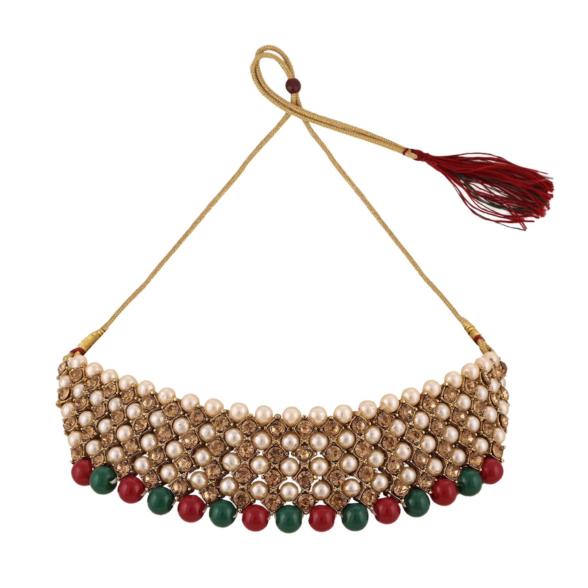 Opal Touch - Traditional Long Moti Mala Bridal Set Combo - Necklace