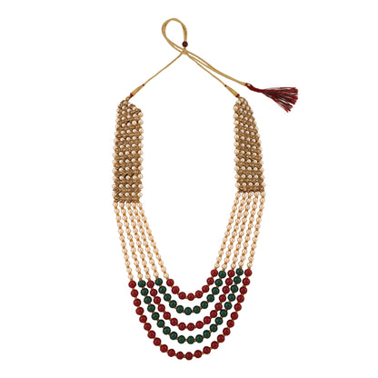 Opal Touch - Traditional Long Moti Mala Bridal Set Combo - Necklace