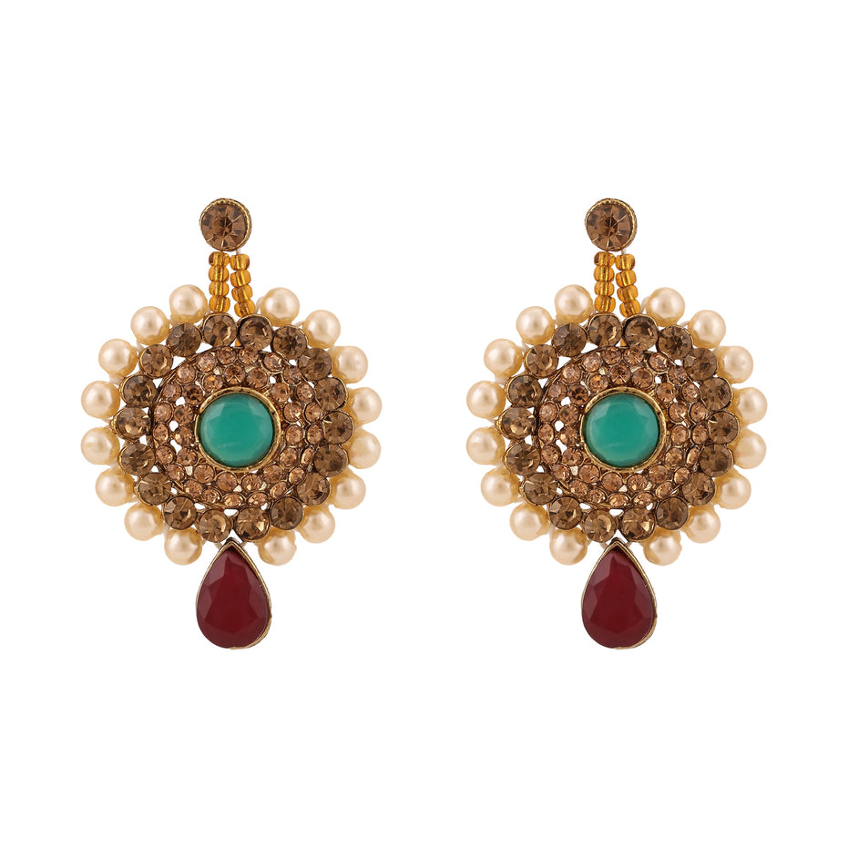 Opal Touch - Traditional Long Moti Mala Bridal Set Combo - Necklace