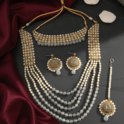 Traditional Long Moti Mala Bridal Set Combo - Opal Touch
