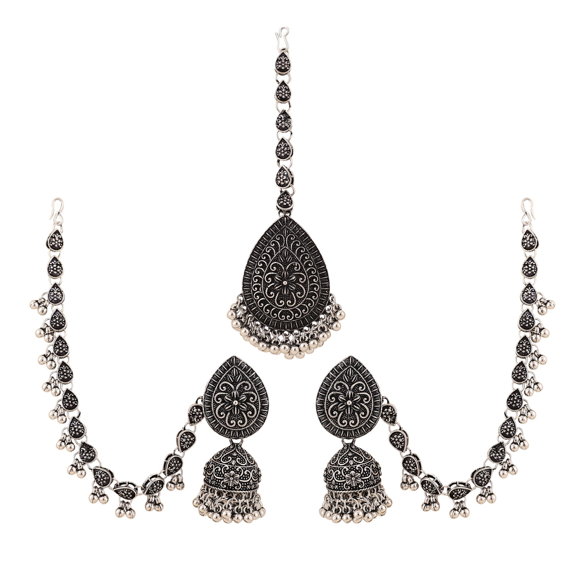 Opal Touch - Traditional Oxidized Jhumka Combo - Jhumka