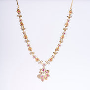 Opal Touch - Traditional Peacock Gold Plated Necklace Set - Necklace