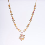 Opal Touch - Traditional Peacock Gold Plated Necklace Set - Necklace