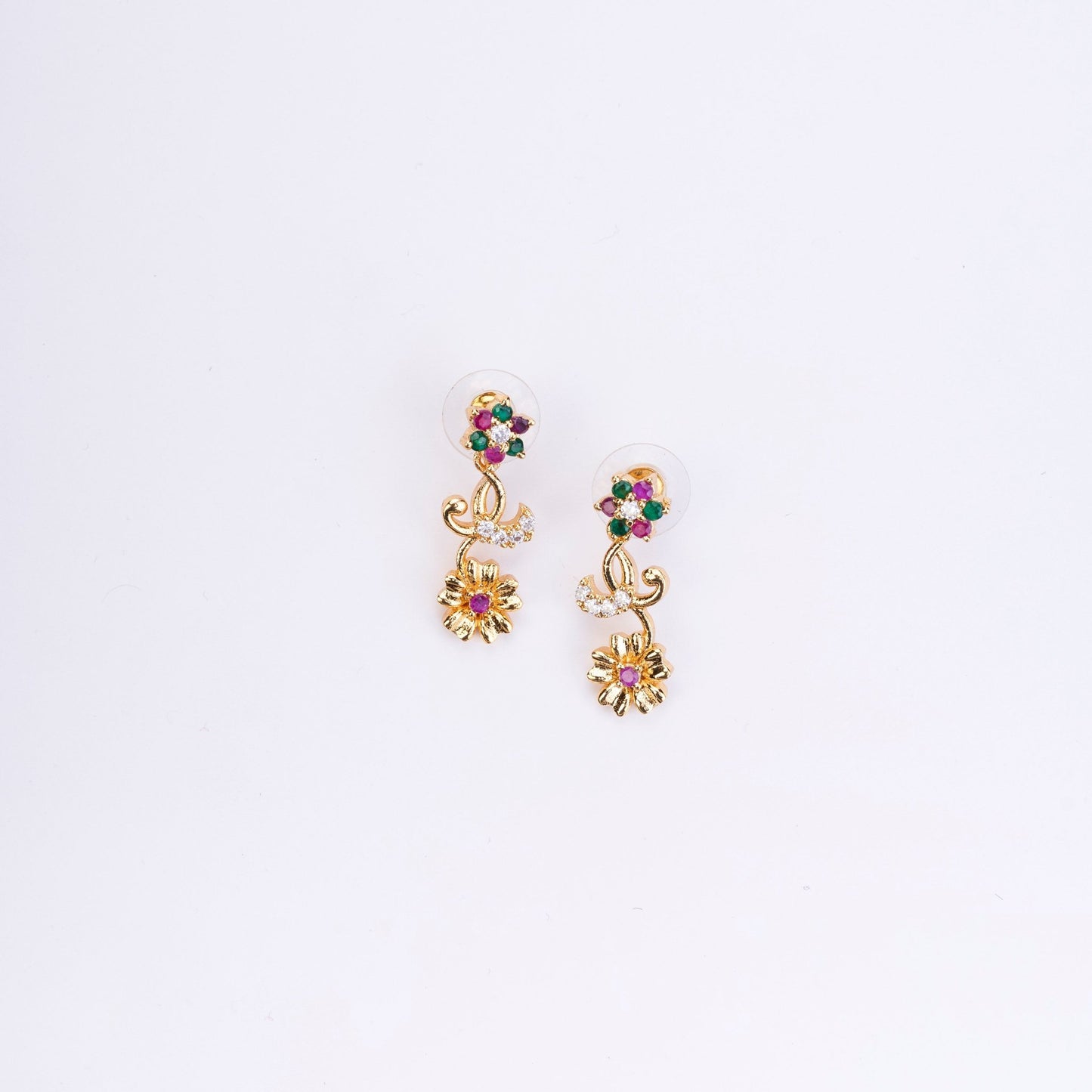 Opal Touch - Traditional Peacock Gold Plated Necklace Set - Necklace