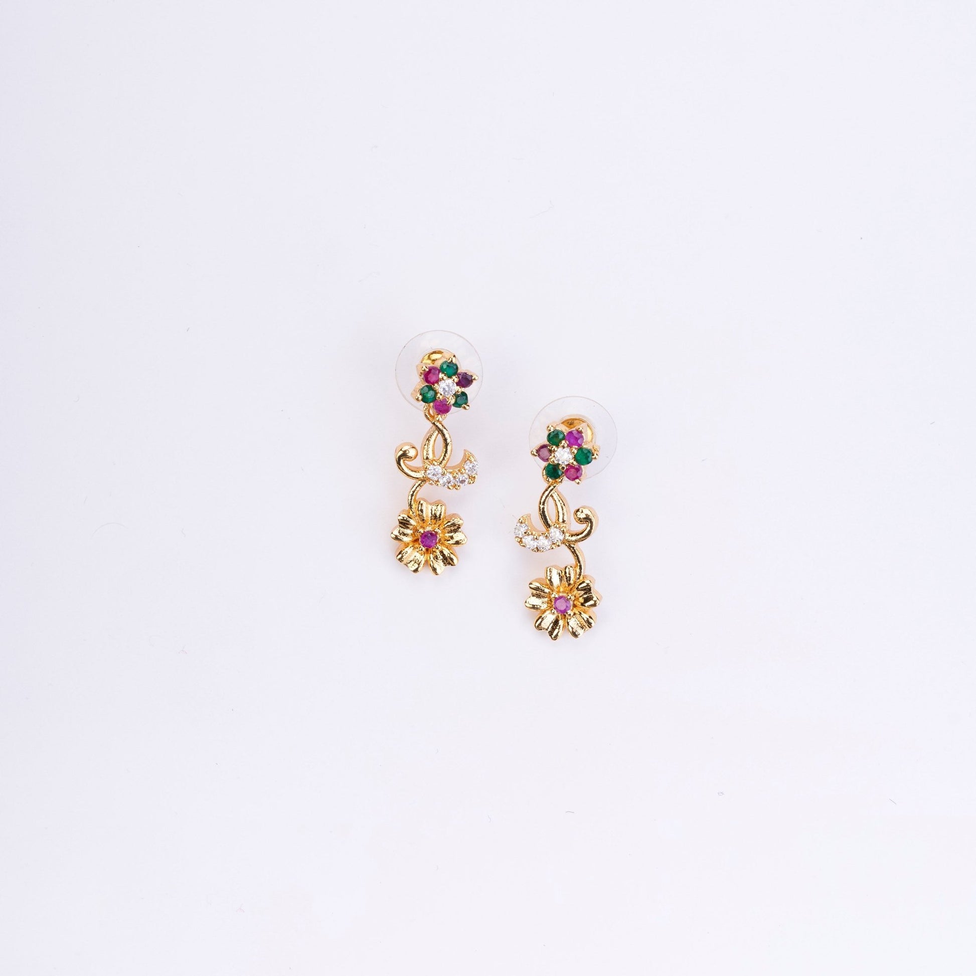 Opal Touch - Traditional Peacock Gold Plated Necklace Set - Necklace