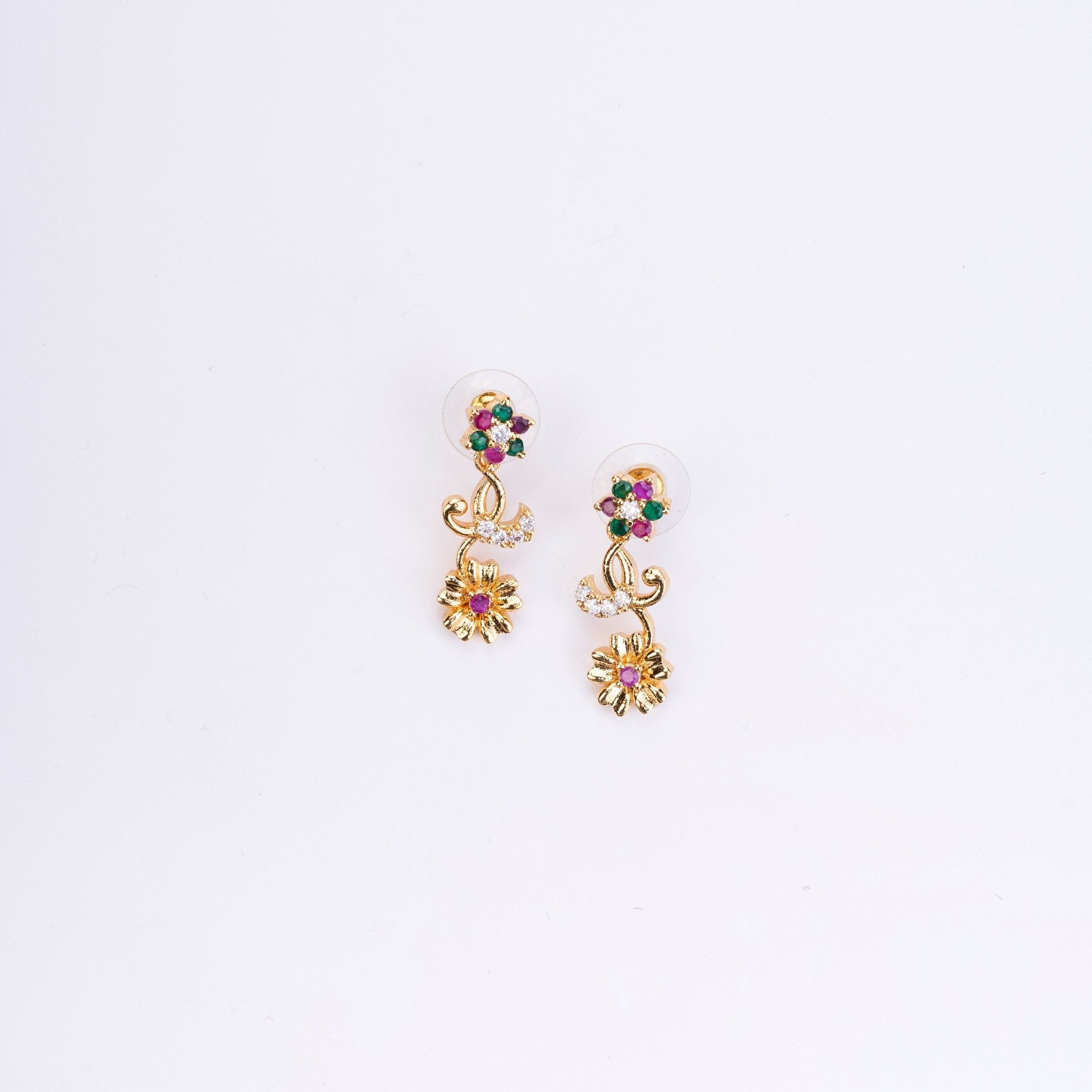 Opal Touch - Traditional Peacock Gold Plated Necklace Set - Necklace