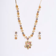 Opal Touch - Traditional Peacock Gold Plated Necklace Set - Necklace
