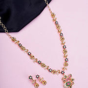 Opal Touch - Traditional Peacock Gold Plated Necklace Set - Necklace
