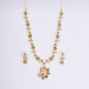 Opal Touch - Traditional Peacock Gold Plated Necklace Set - Necklace
