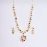 Opal Touch - Traditional Peacock Gold Plated Necklace Set - Necklace