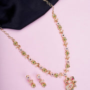Opal Touch - Traditional Peacock Gold Plated Necklace Set - Necklace