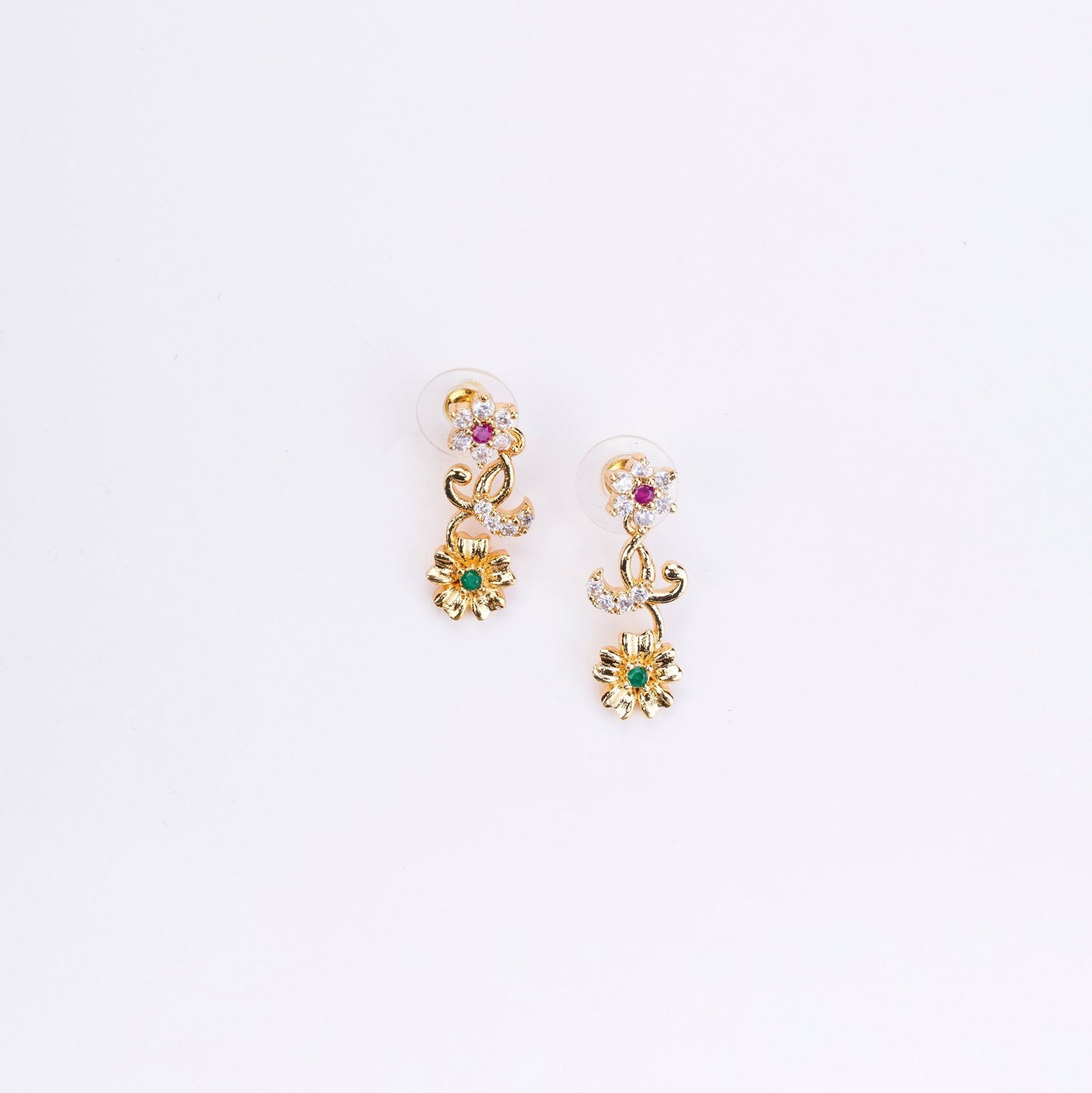 Opal Touch - Traditional Peacock Gold Plated Necklace Set - Necklace