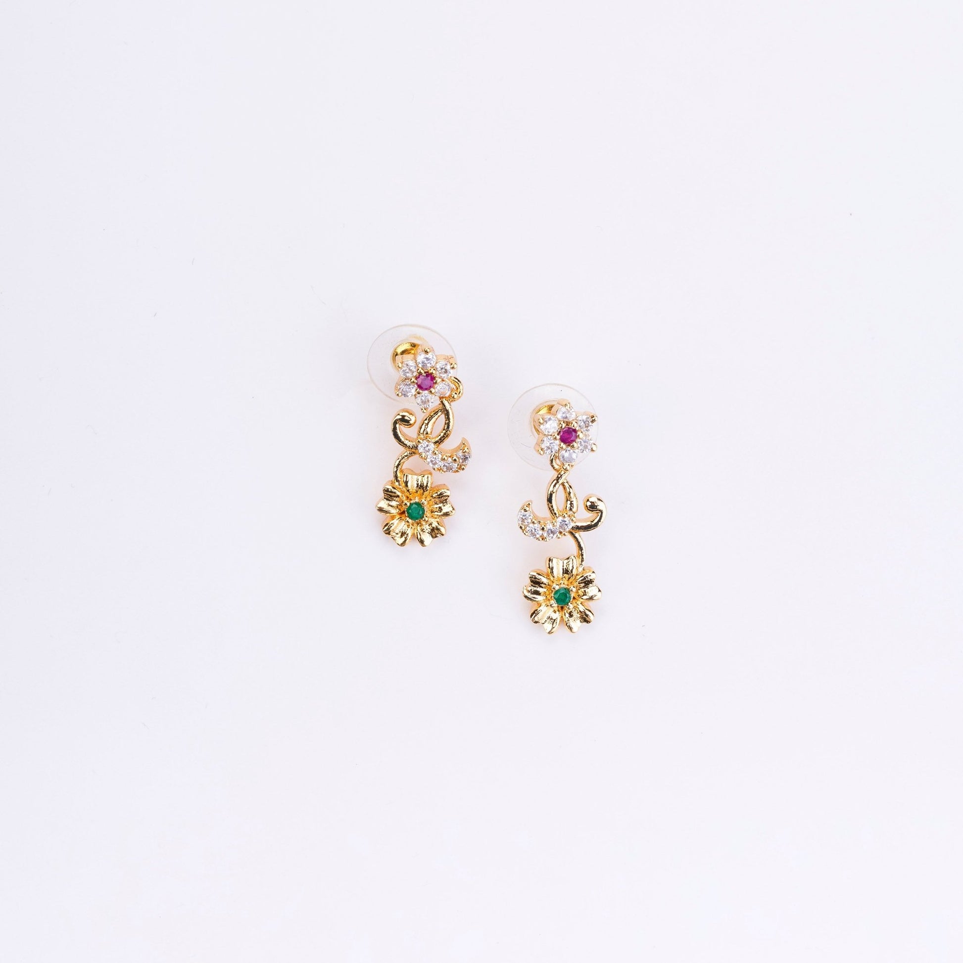 Opal Touch - Traditional Peacock Gold Plated Necklace Set - Necklace