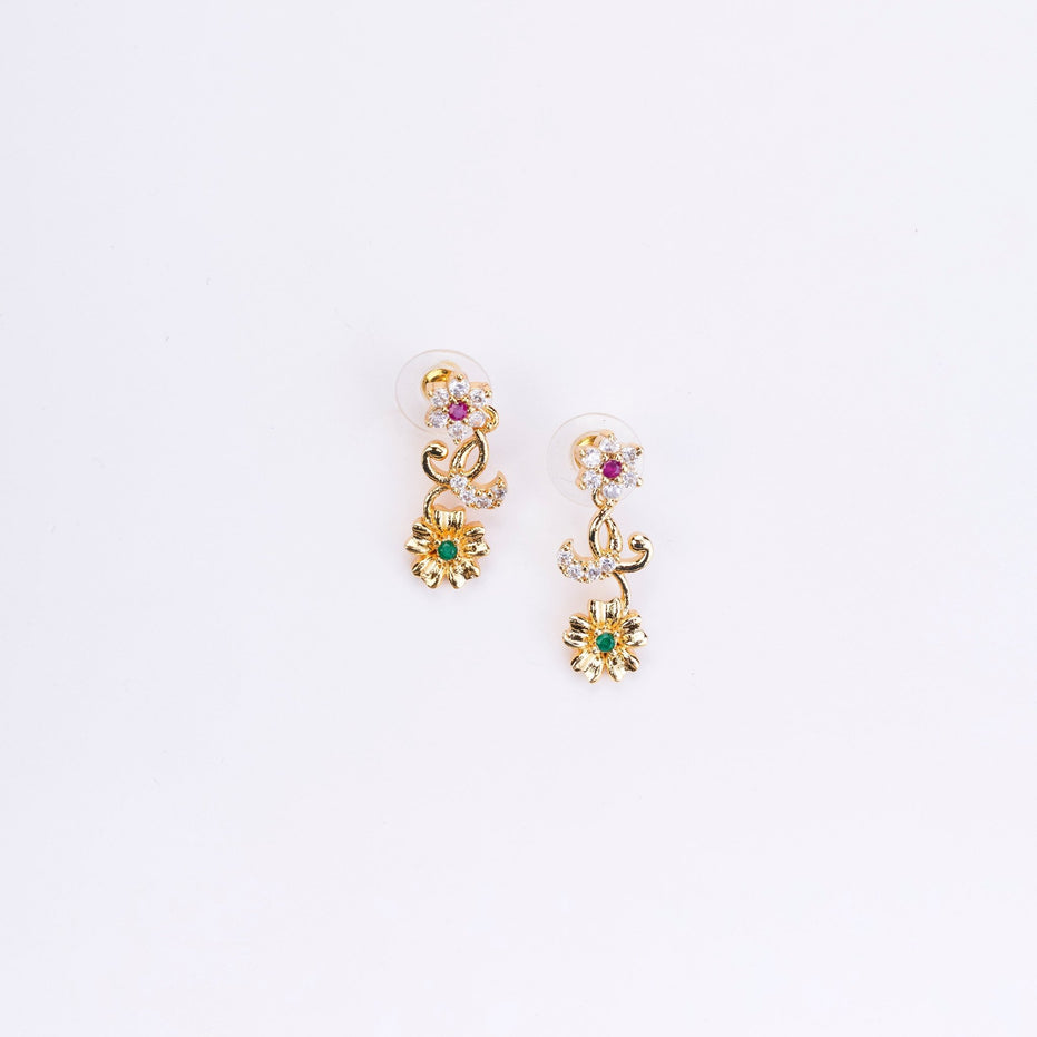 Opal Touch - Traditional Peacock Gold Plated Necklace Set - Necklace