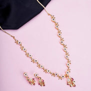 Opal Touch - Traditional Peacock Gold Plated Necklace Set - Necklace
