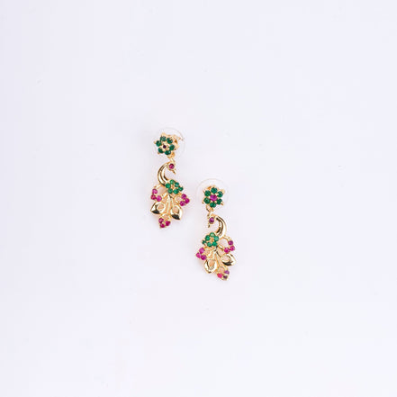 Opal Touch - Traditional Peacock Gold Plated Necklace Set - Necklace