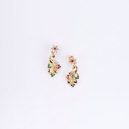 Opal Touch - Traditional Peacock Gold Plated Necklace Set - Necklace