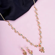 Opal Touch - Traditional Peacock Gold Plated Necklace Set - Necklace
