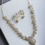 Opal Touch - Traditional Rhodium Peacock Necklace Set - Necklace