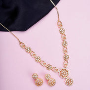 Opal Touch - Traditional Round Gold Plated Necklace Set - Necklace