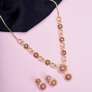 Opal Touch - Traditional Round Gold Plated Necklace Set - Necklace