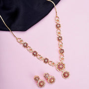 Opal Touch - Traditional Round Gold Plated Necklace Set - Necklace