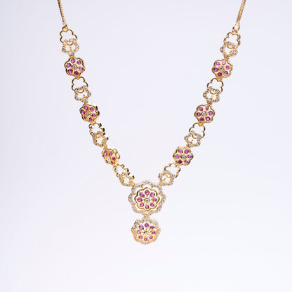Opal Touch - Traditional Round Gold Plated Necklace Set - Necklace