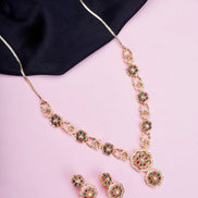 Opal Touch - Traditional Round Gold Plated Necklace Set - Necklace