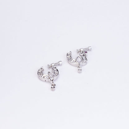 Nose Pin - Traditional Swan Shaped Rhodium Plated Combo Nose Pins - Opal Touch